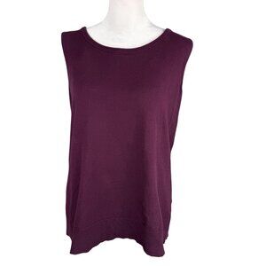 Talbots Woman 1X Sleeveless Knit Shell Tank Top Pima Cotton Dark Purple Sweater